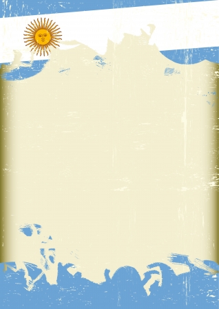 A poster with a large scratched frame and a grunge argentine flag for your publicity のイラスト素材