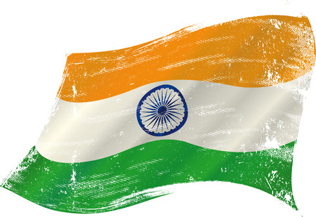 flag of  India in the wind with a textureのイラスト素材
