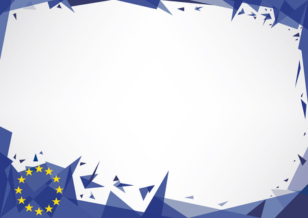 A horizontal poster  origami style  on Europe themeのイラスト素材