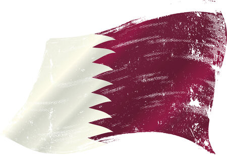 A waving flag of qatar with a grunge textureのイラスト素材