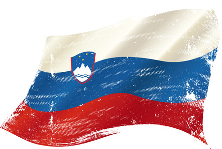 A waving flag of Slovenia with a grunge textureのイラスト素材