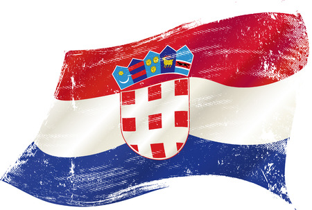 A waving flag of Croatia with a grunge textureのイラスト素材