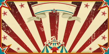 Circus invitation with sunbeams  A retro invitation card for your circus company のイラスト素材
