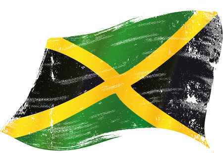 A waving flag of Jamaica with a grunge textureのイラスト素材