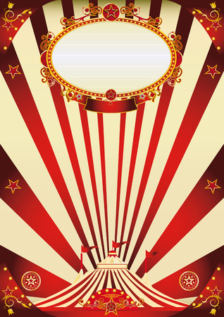 A vintage circus poster with red sunbeams for your advertisingのイラスト素材