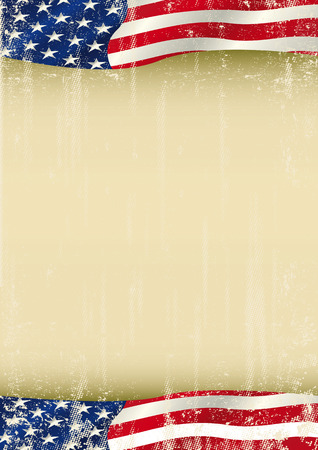 A vertical american waving flag with a large copy space for your message on this poster.のイラスト素材