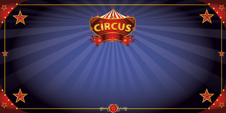A circus greeting card with a sign  in the night for your entertainment.のイラスト素材