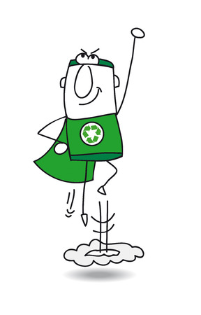 Super Recycling Hero is flying awayのイラスト素材