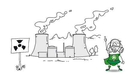 Be careful ! This area is radioactive and prohibited. The nuclear plant has a big problemのイラスト素材