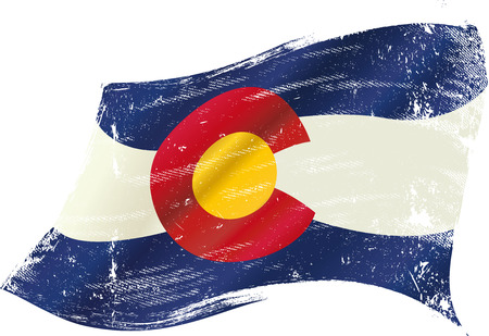 A flag of Colorado with a grunge texture in the windのイラスト素材