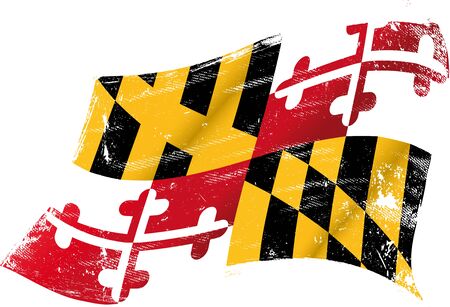 flag of  Maryland in the wind with a textureのイラスト素材