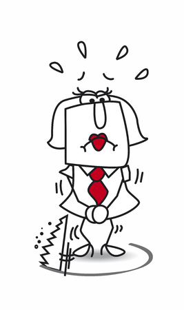 Concept of the treason. Someone is cutting into the floor under the feet of Karenのイラスト素材