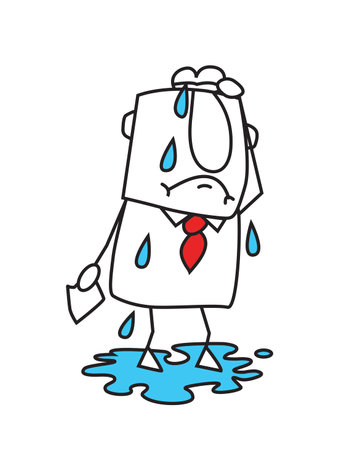 Joe is very sad. He is crying and sob outのイラスト素材