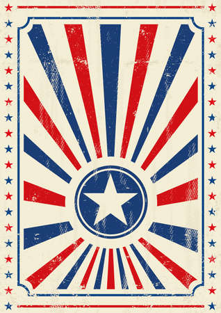 A vintage american poster with a texture and red sunbeams for your advertisingのイラスト素材
