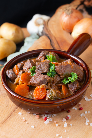 Food concept french classic beefs stew estouffade de boeuf with copy spaceの写真素材