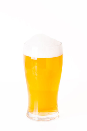 Drink concept glass of beer mockup isolated on white backgroundの写真素材