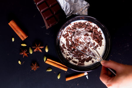 Food Concept Preparation process for melting organic chocolate for make the dessert Chocolate...