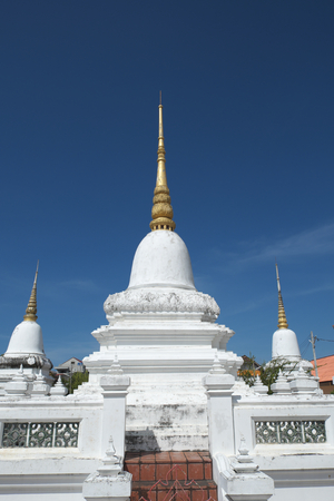 Ancient pagodas in an old Buddhist temple in Songkla Thailand の写真素材