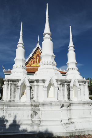 Ancient pagodas in an old Buddhist temple in Songkla Thailand の写真素材