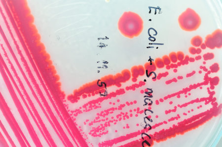 red colony in petridish in microbiology laboratory test