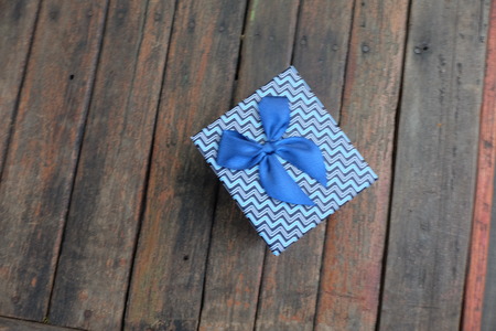 gift box on wooden backgroundの写真素材