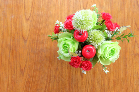 flower on wooden backgroundの写真素材