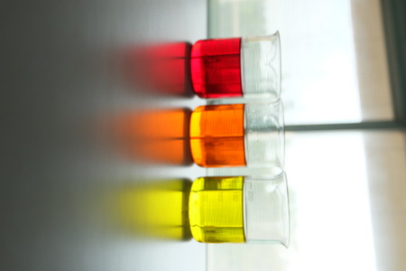 Colorful fluid in beaker for laboratory useの写真素材