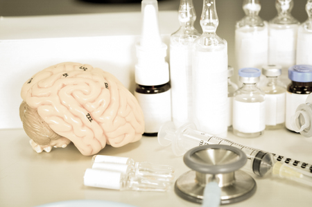 human brain model with old color styleの写真素材