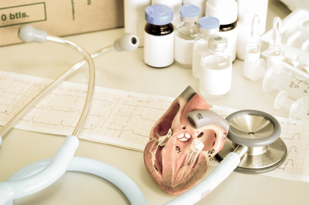 human heart model with old color styleの写真素材