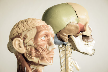 head human anatomy model with old style, selective focus