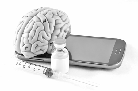 anatomy of human brain model with black and white colorの写真素材