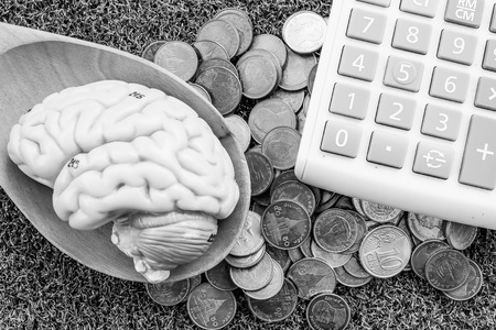 coin and calculator with black and white colorの写真素材