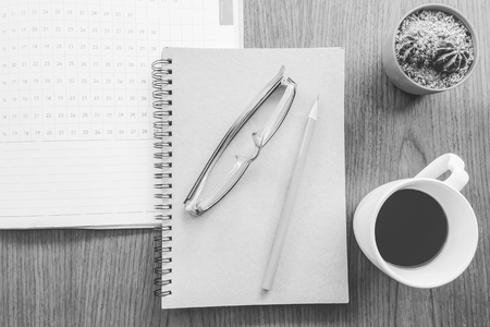 book on wooden with black and white colorの写真素材