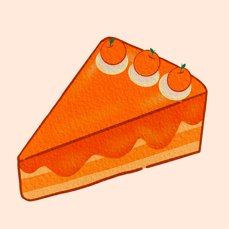 Orange cake, hand drawn illustration in watercolor style, vector.の写真素材