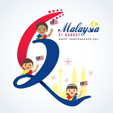 31 August - Malaysia Independence Day greeting card.のイラスト素材