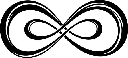 A stylized black infinity symbol on a transparent background, perfect for color page designs and creative projects.のイラスト素材