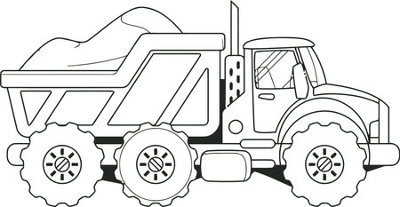 Illustration of a Dump Truck or Tipper for Coloring Bookのイラスト素材