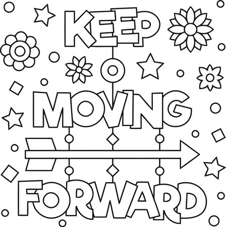 Keep moving. Coloring page for adults. Black and white vector illustration.のイラスト素材