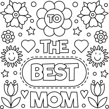 The best mom. Coloring book for children. Vector illustration.のイラスト素材