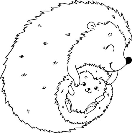 Black and White Cartoon Illustration of Hedgehog Animal for Coloring Bookのイラスト素材