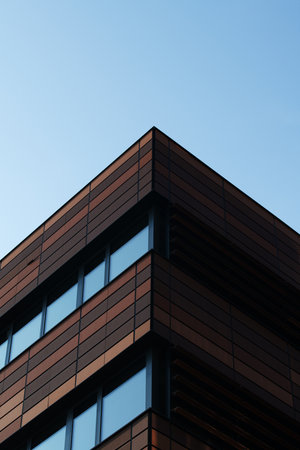 Modern architecture bottom up view of a buildingの写真素材