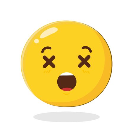 Emoticon dead with cross eyes. Cartoon Isolated vector illustration on white backgroundのイラスト素材