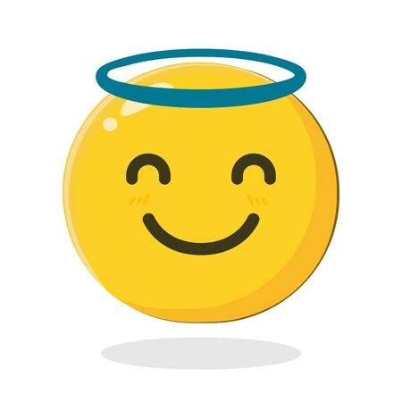 Angel emoticon. Cartoon Isolated vector illustration on white backgroundのイラスト素材