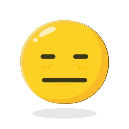 Emoticon expressionless smiley. Pocker-faced. Cartoon Isolated vector illustration on white backgroundのイラスト素材