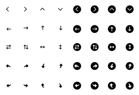 Set of Arrow Icons. Pack Vector pictogram set. UX infographics, web, apps or business presentation. Sign and symbol collection.のイラスト素材