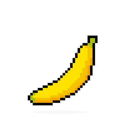 Banana pattern. Pixel banana image. Vector Illustration of pixel art.のイラスト素材