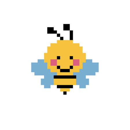 Pixel bee image. cross stitch vector illustration.のイラスト素材