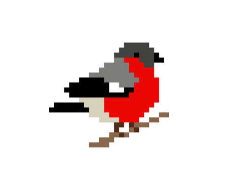 Pixel bird image. Vector illustration of a cross stitch pattern.のイラスト素材