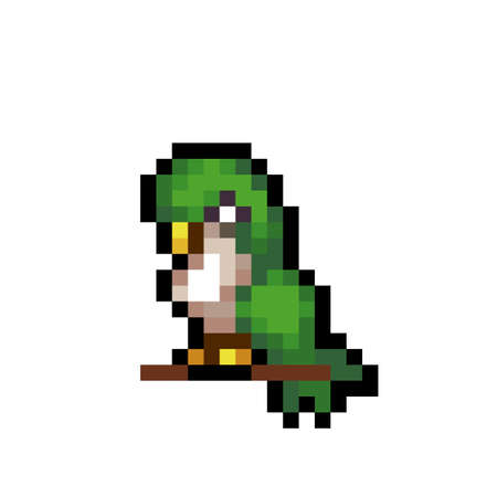 Pixel parrot image. cross stitch vector illustration.のイラスト素材