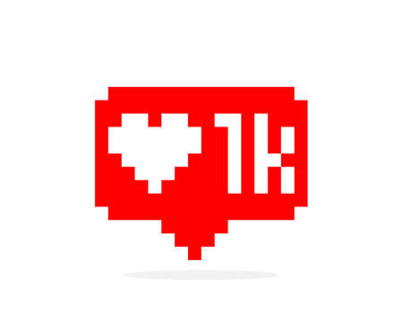 Speech bubble pixel with 1k love image. Vector Illustration.のイラスト素材